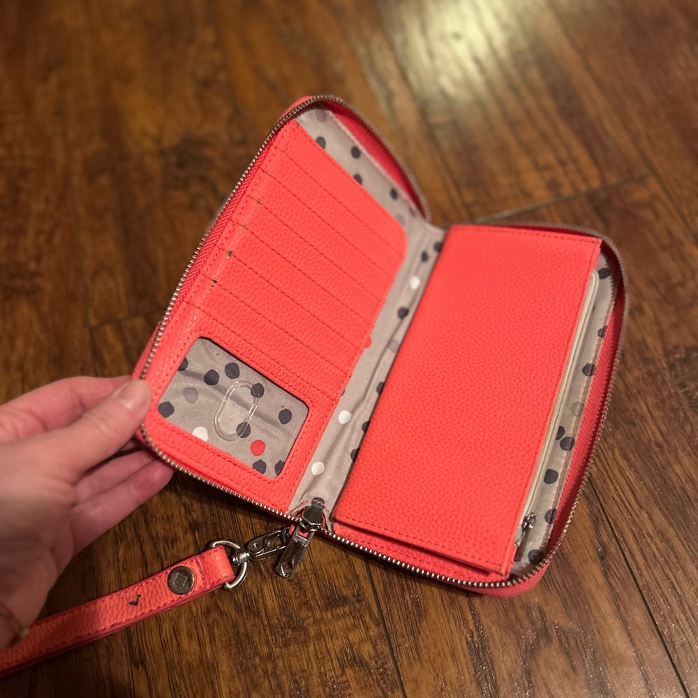 Thirty-One Coral Wallet with Polka Dot Interior